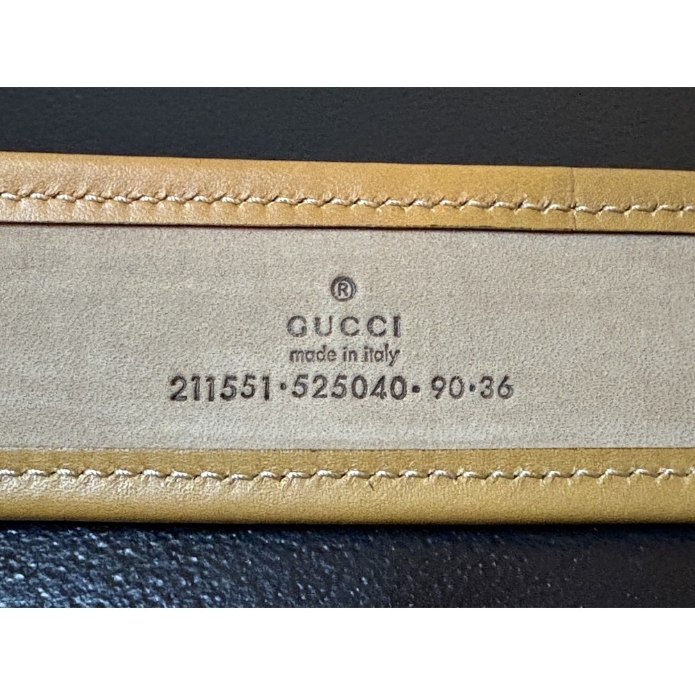 GUCCI Heart Belt Lovely Heart Buckle locking Leather GG Canvas Brown 90/36 - Picture 7 of 9